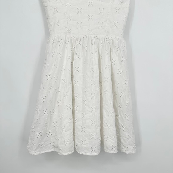 ZARA Mini Dress Openwork Embroidered Eyelet V-Neck Spaghetti Strap Cottagecore - Picture 8 of 13